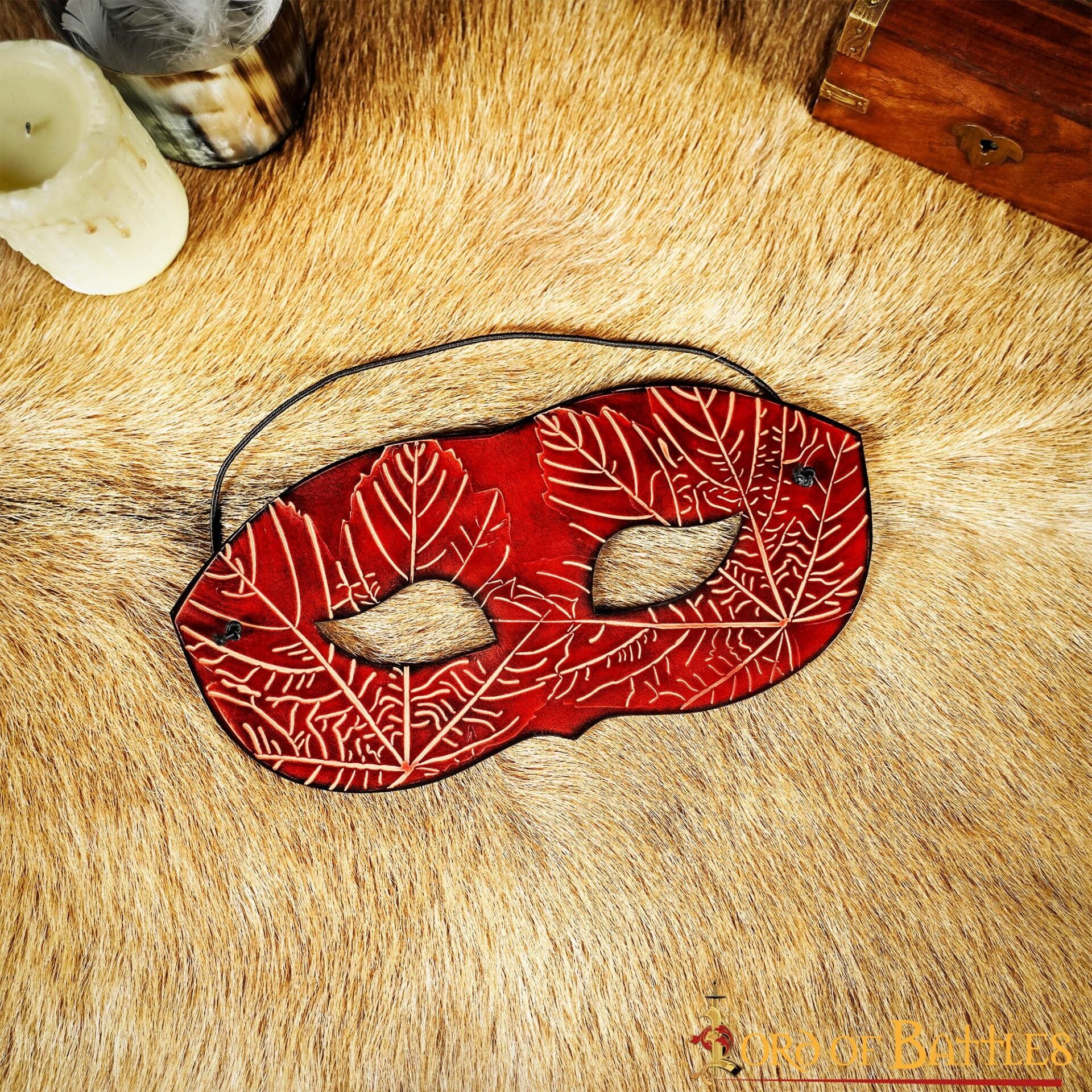 Máscara de ojos de cuero con hojas de arce en relieve - imagen 10