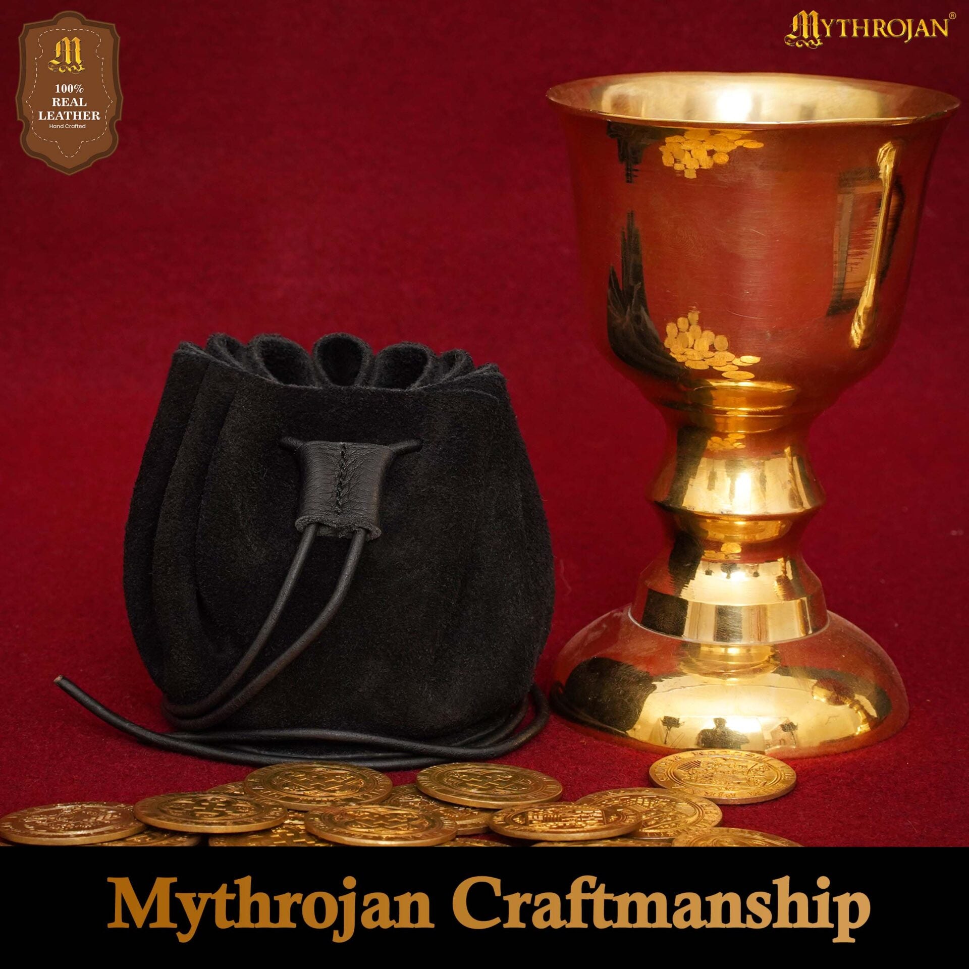 Bolsa de cinturón medieval Mythrojan para LARP — Marrón - imagen 11