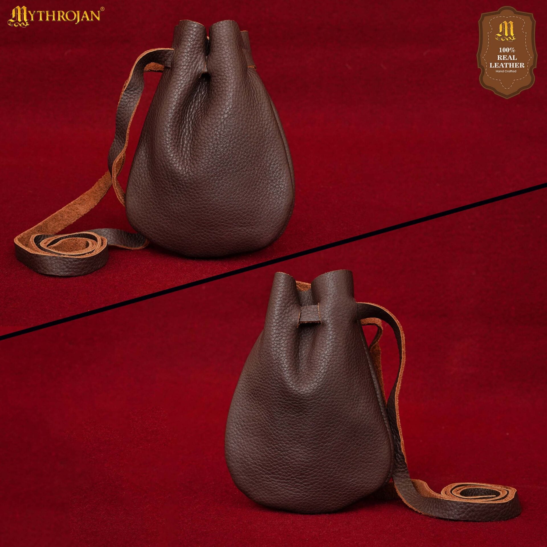 Bolsa medieval de cuero con cordón para LARP y recreación - imagen 16