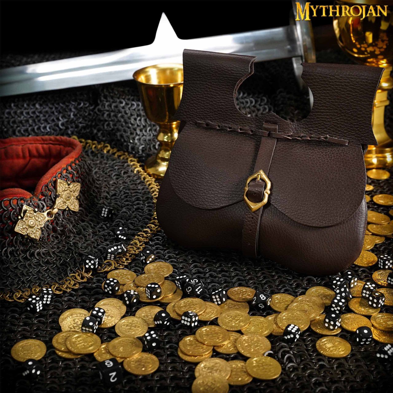 Bolsa riñón medieval de cuero para cinturón - imagen 26