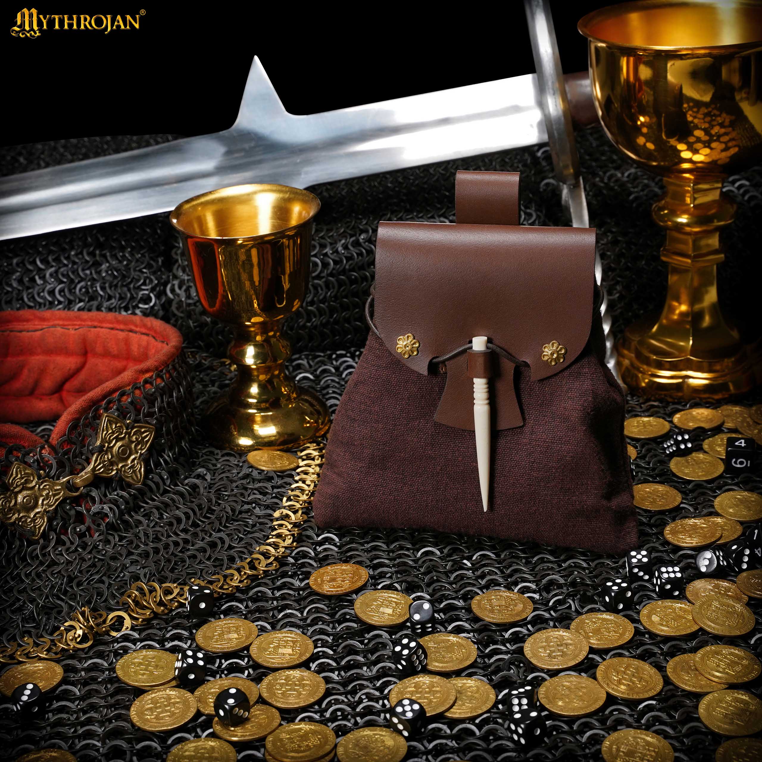Bolsa de cintura medieval Mythrojan Gold and Dice - imagen 15