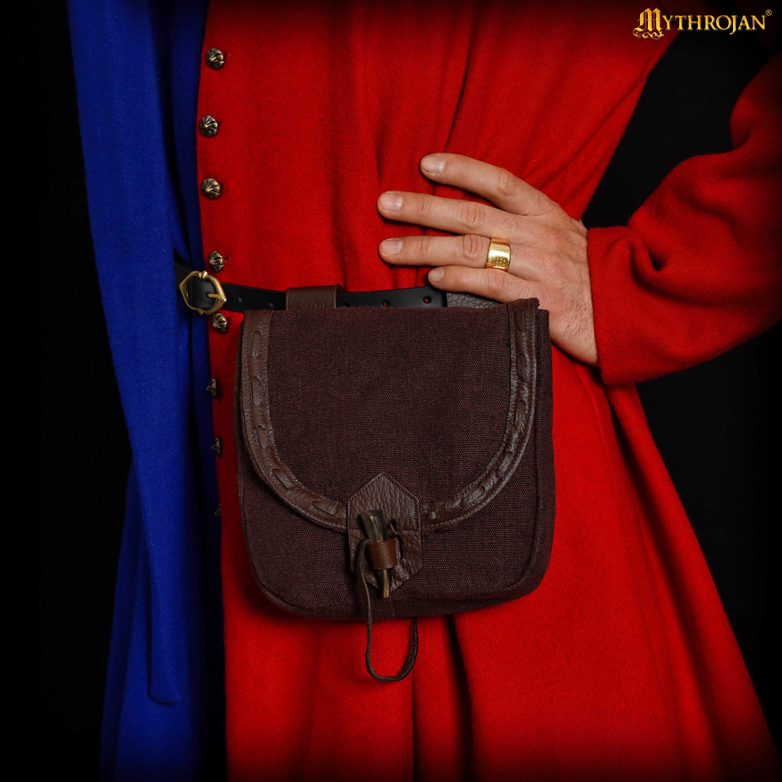 Bolsa de cinturón medieval de lona con cierre de cuerno - imagen 12