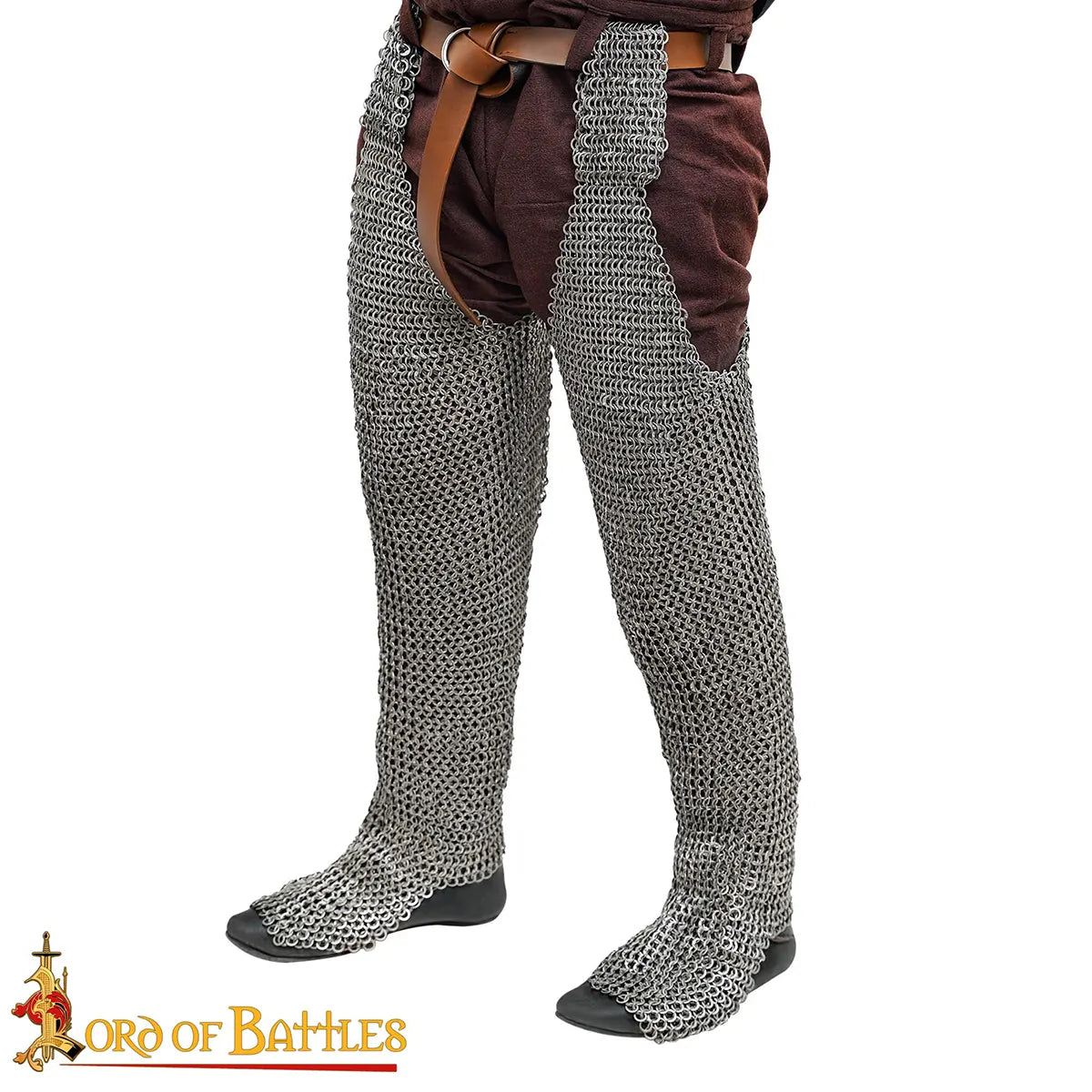 Chausses de malla medieval para pierna y pie — anilla plana 9 mm, remachadas, acero 17 gauge - imagen 5