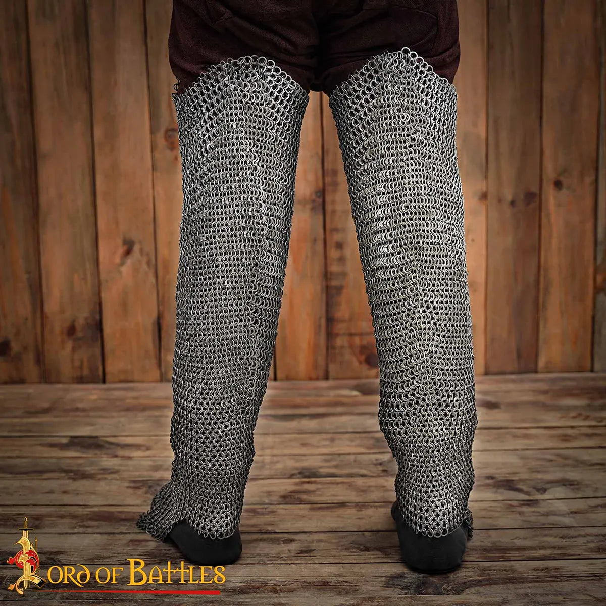 Chausses de malla medieval para pierna y pie — anilla plana 9 mm, remachadas, acero 17 gauge - imagen 7
