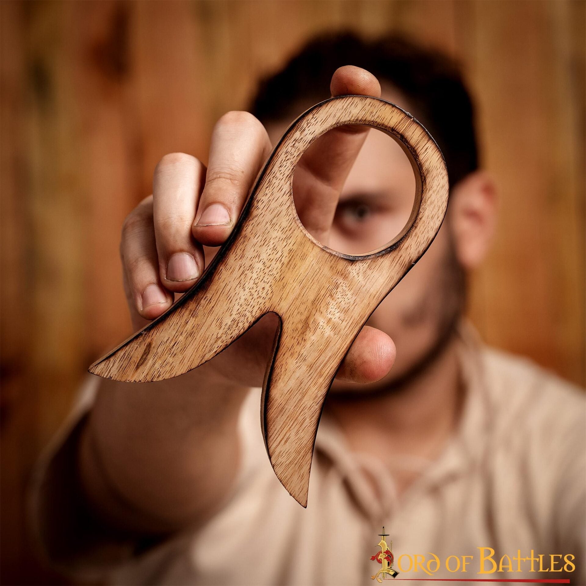 Soporte de madera medieval para cuerno, hecho a mano - imagen 5