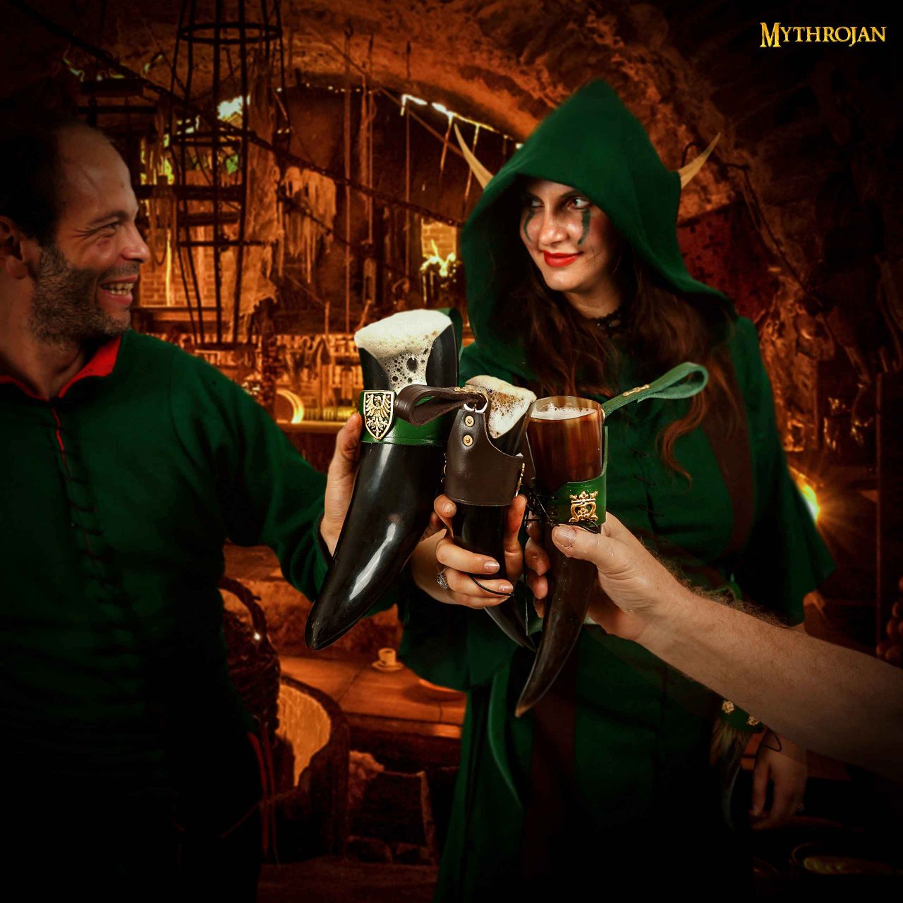 Cuerno vikingo para beber "The Elegant Lady" con soporte de cuero negro - Acabado pulido - imagen 6