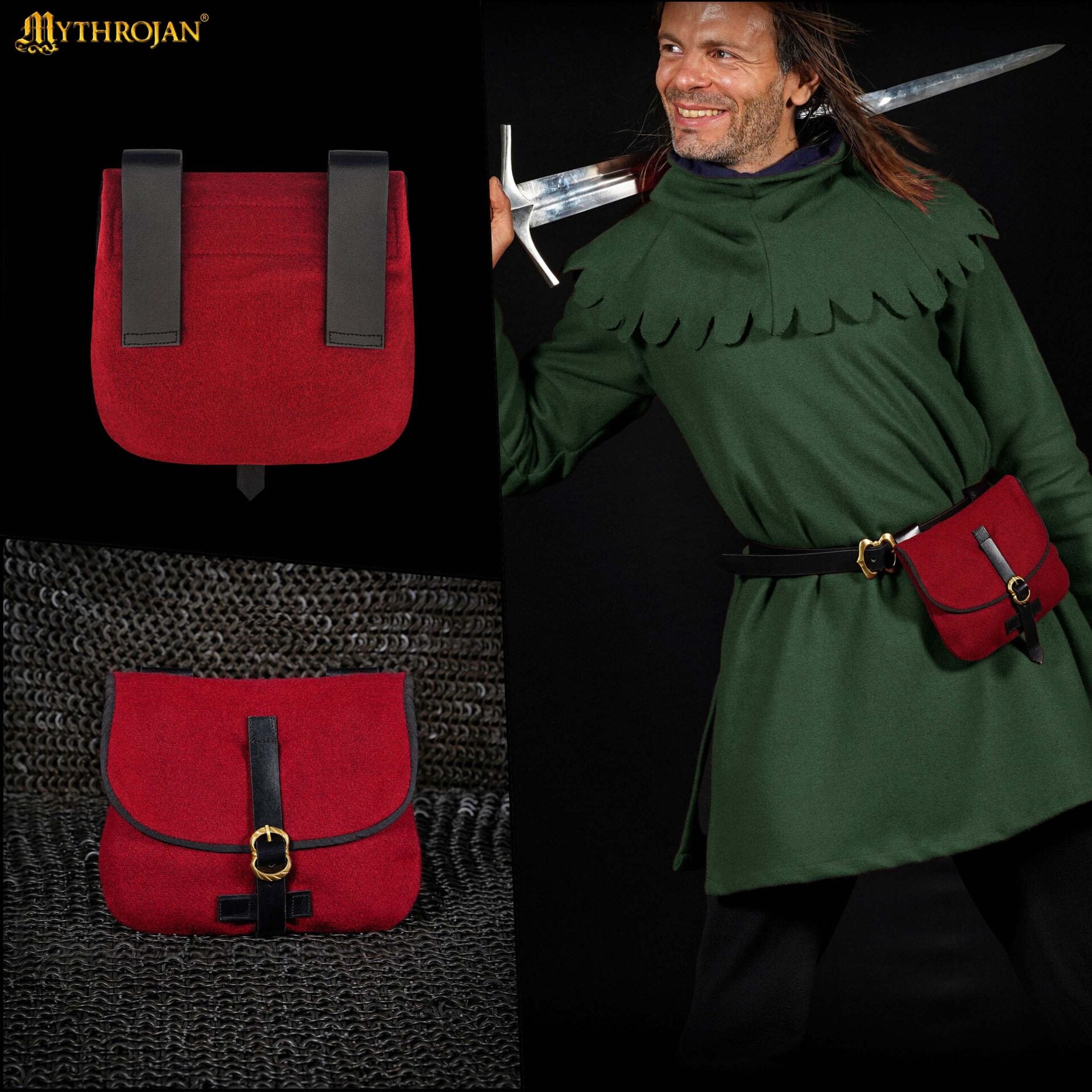 Bolsa de cinturón medieval Mythrojan - Verde - imagen 13