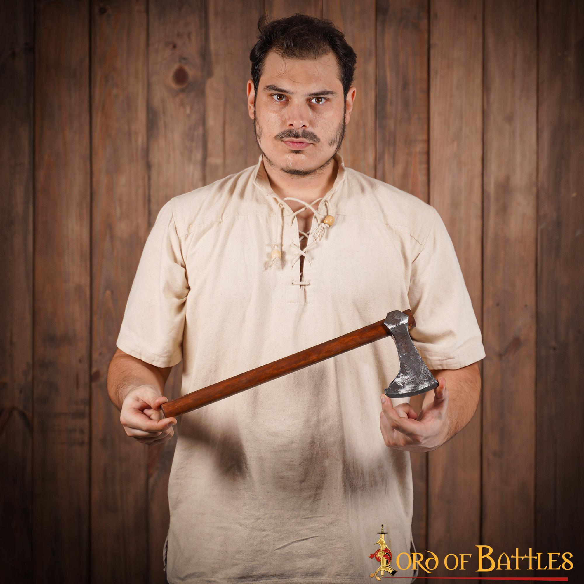 Hacha vikinga forjada a mano con cabeza de acero al carbono y mango de madera - imagen 17