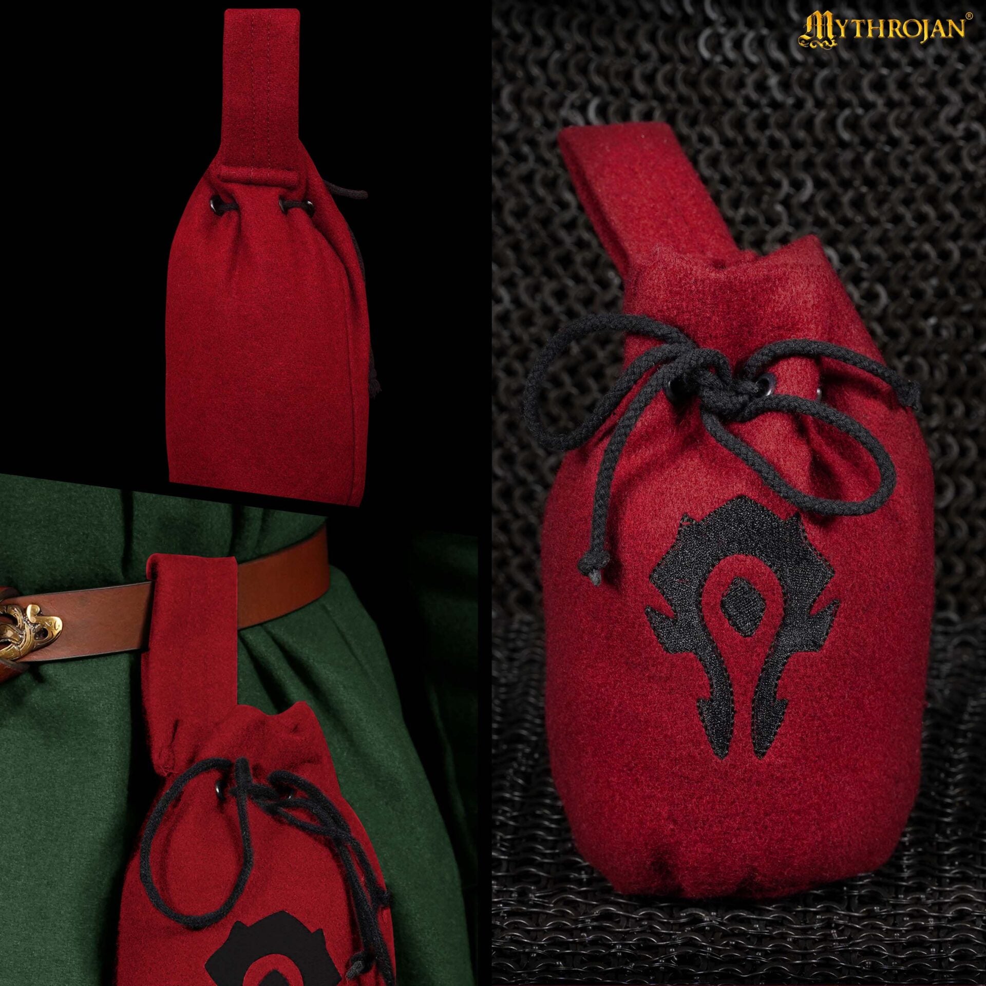 Bolsa de lana «For the Horde» con cordón — granate, 8" × 6.5" - imagen 10