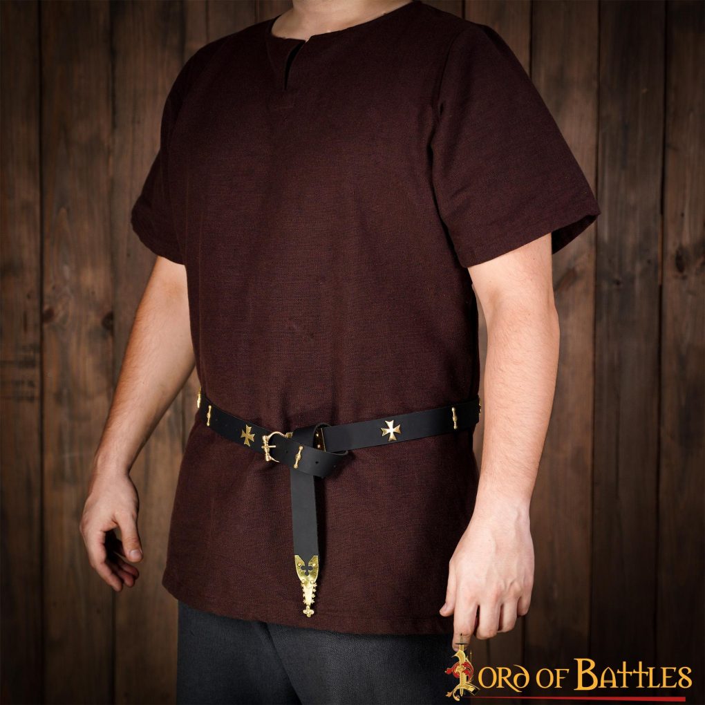 Cinturón medieval de cuero con detalles en latón macizo - imagen 8
