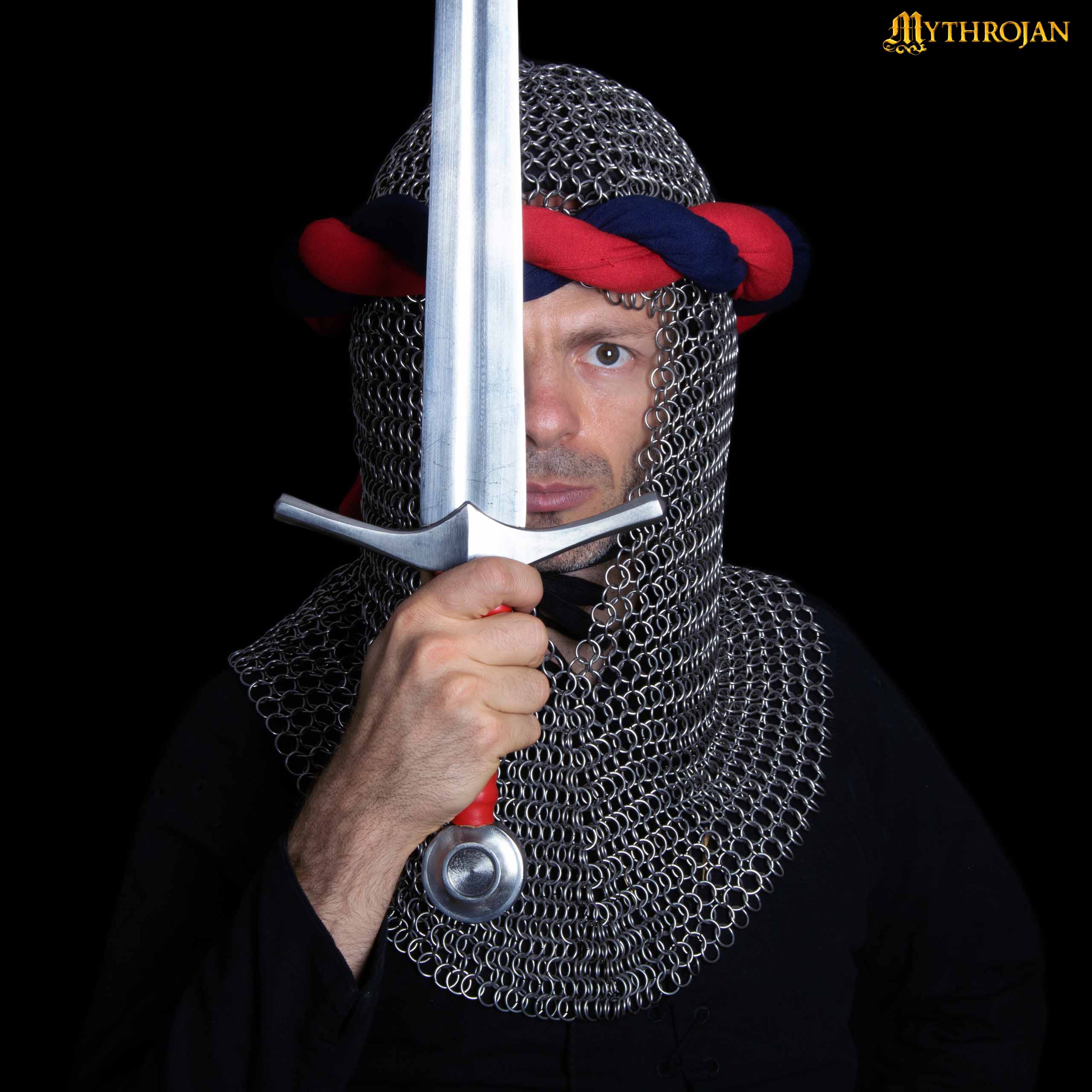 Imagen única de: Cofia de Cota de Malla con Cara en V - 10 Mm, Calibre 16 de Acero Inoxidable, Libre de Óxido - Ideal para Larp, Cosplay y Disfraces de Cine Medieval