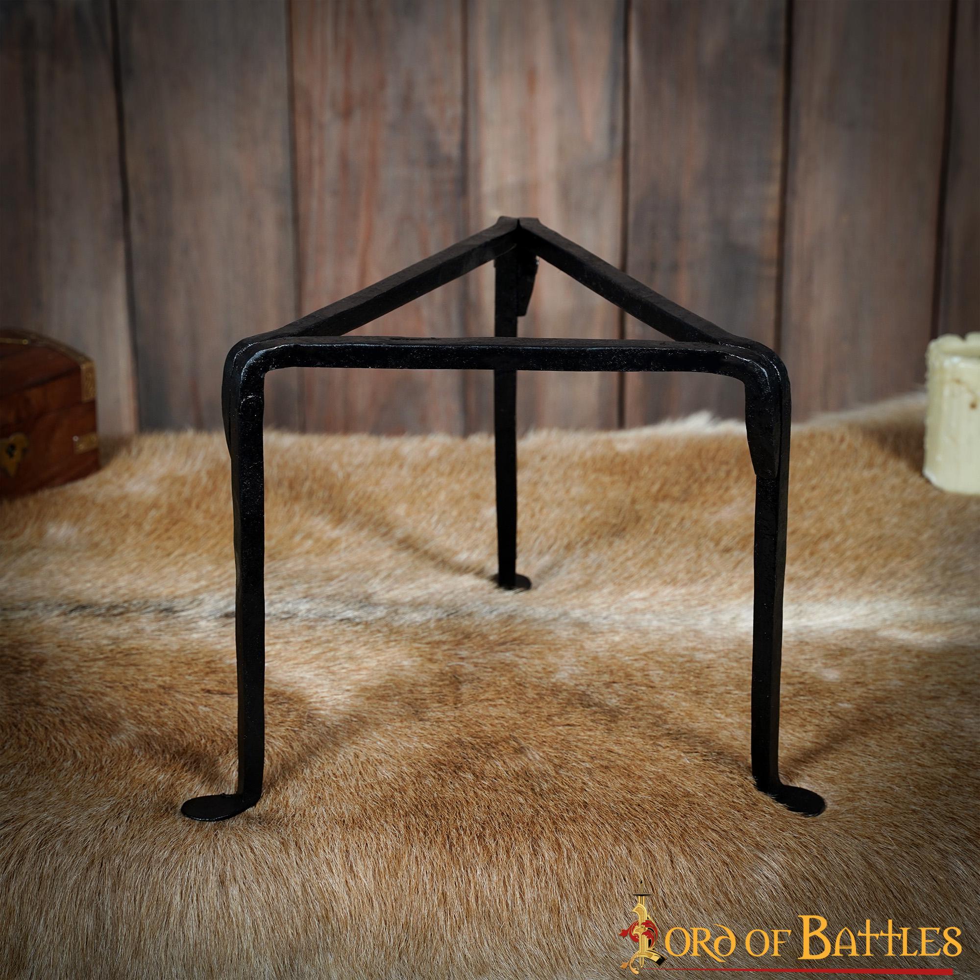 Imagen única de: Trípode de Hierro Forjado a Mano - 9 Pulgadas Acabado Negro - Soporte Medieval para Olla de Campamento