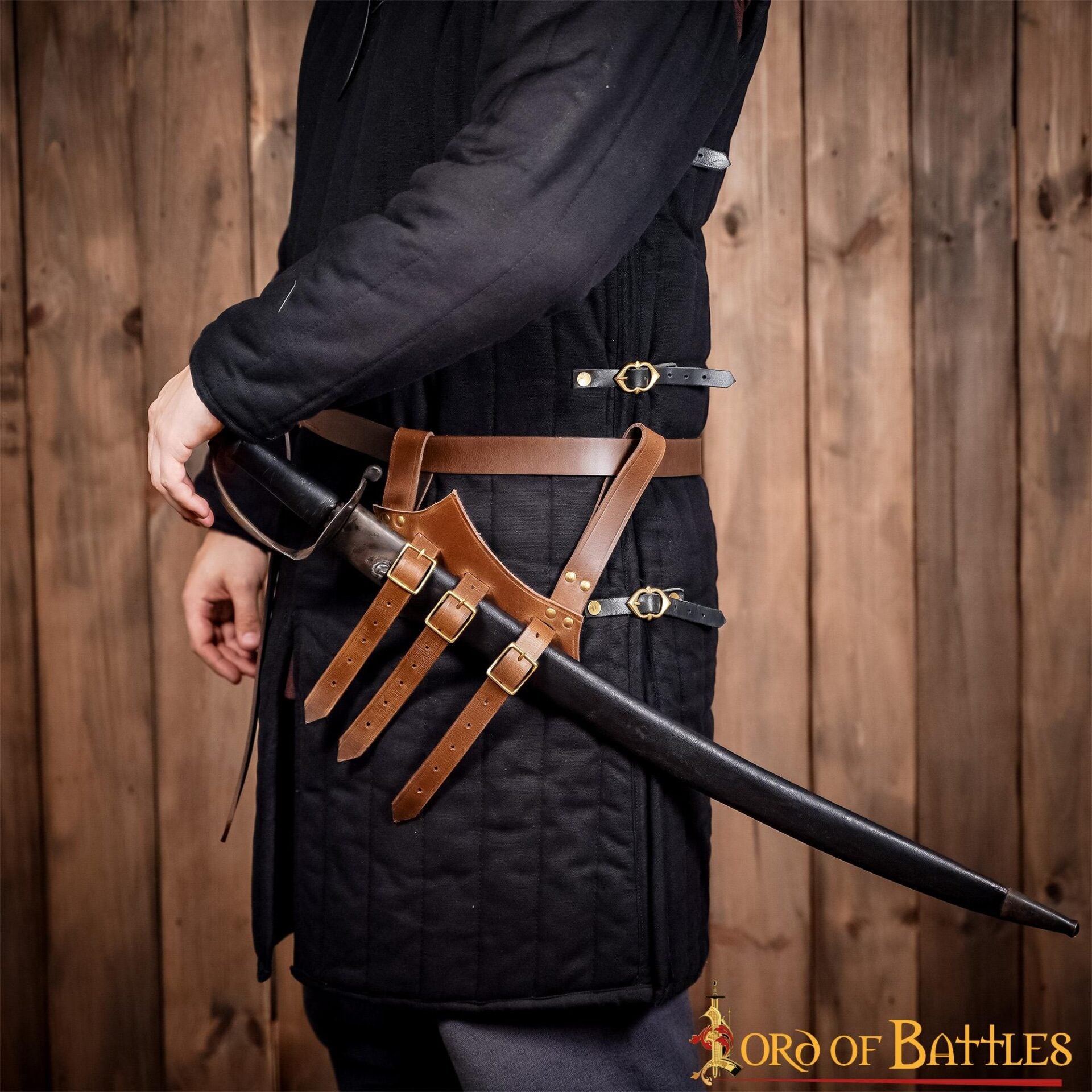 Colgador medieval de cuero para espada y hacha, hecho a mano — 27.9 cm - imagen 7