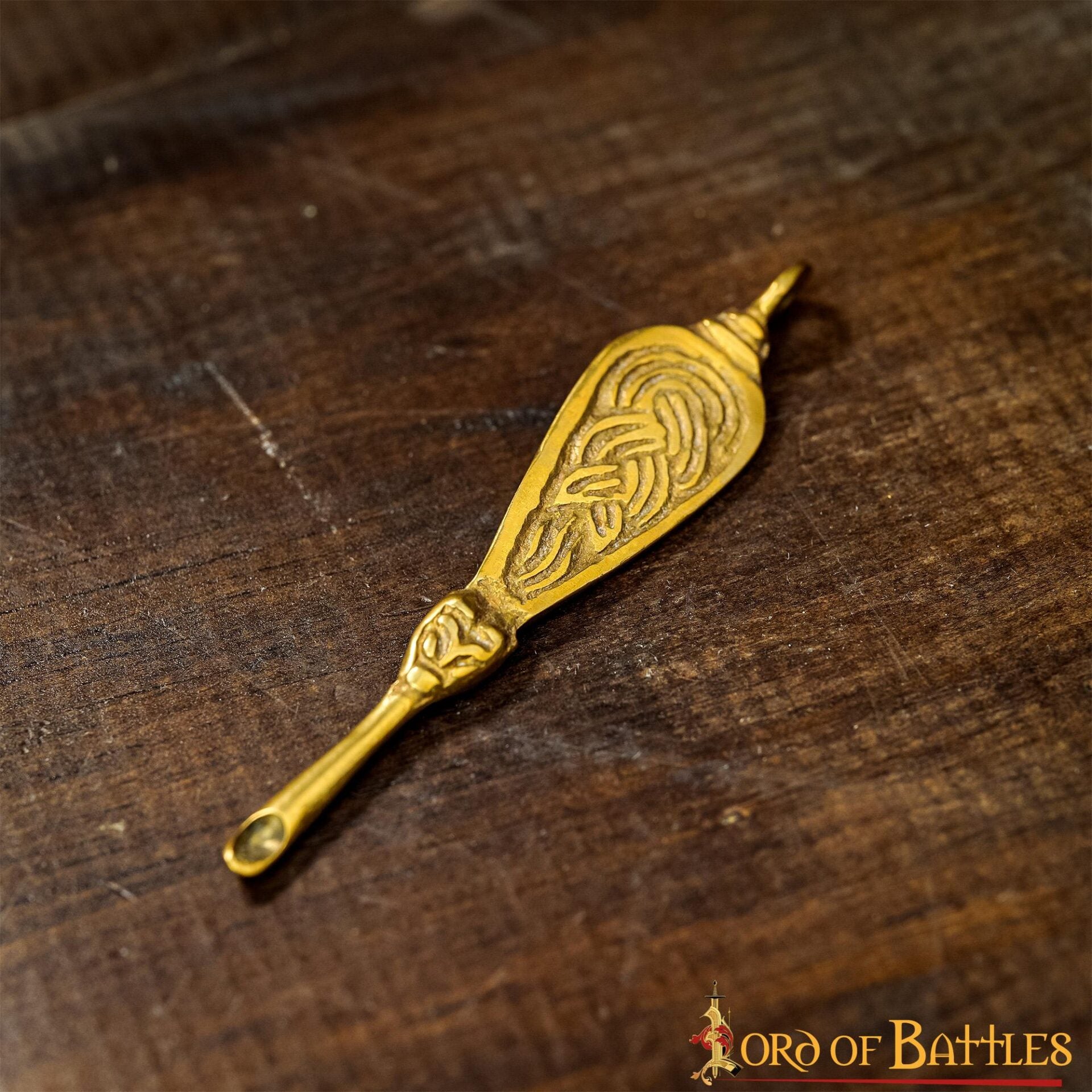 Limpiador de oreja vikingo de latón macizo ornamentado - imagen 6
