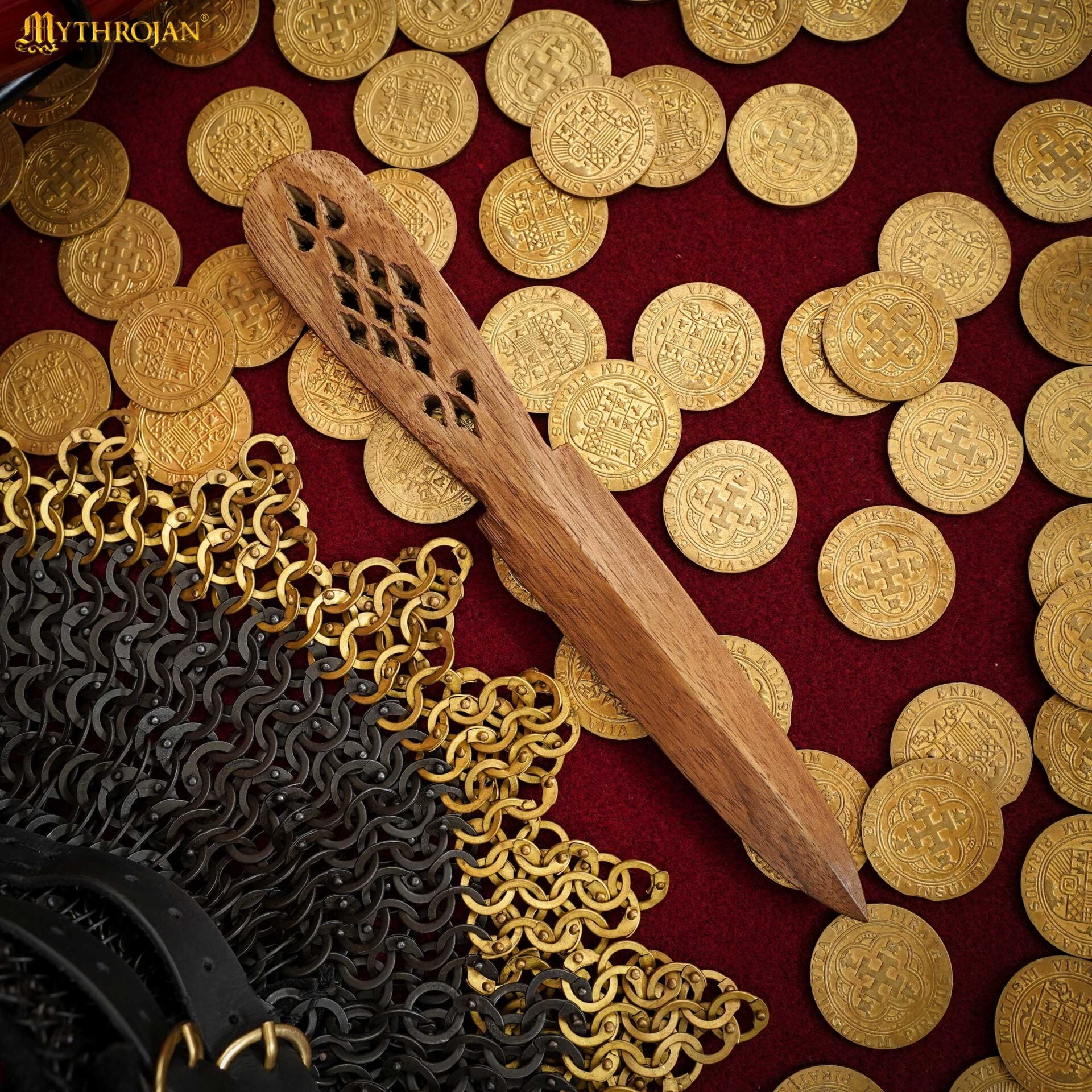 Athame ceremonial de madera maciza hecho a mano - imagen 15