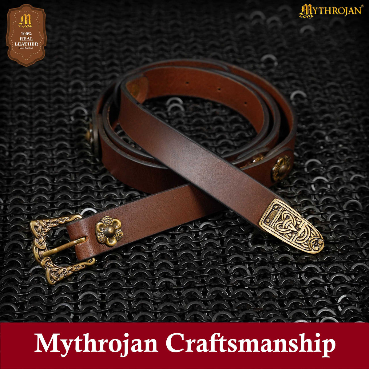 Cinturón vikingo Mythrojan con decoración, ajustable - imagen 7