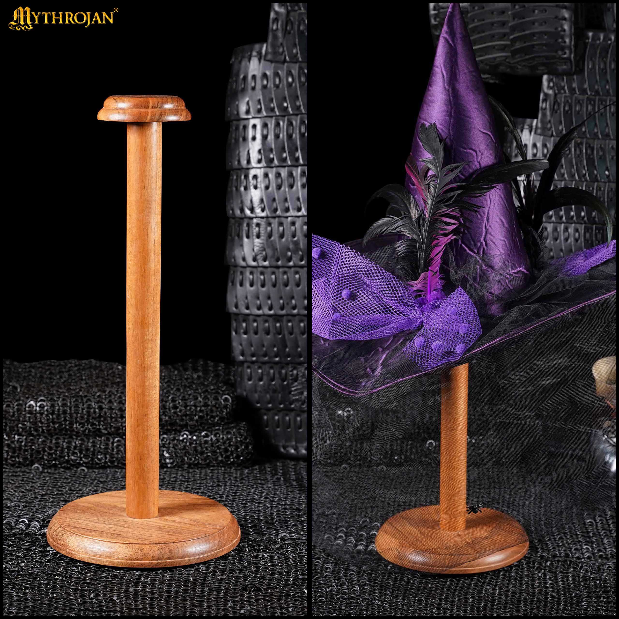 Soporte de madera maciza para casco y sombrero — exhibidor artesanal - imagen 12