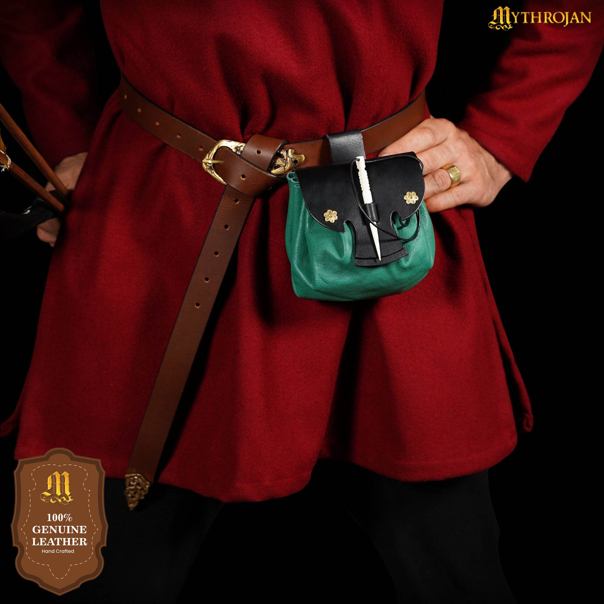 Bolsa de cinturón medieval pequeña en cuero - Mythrojan - imagen 14