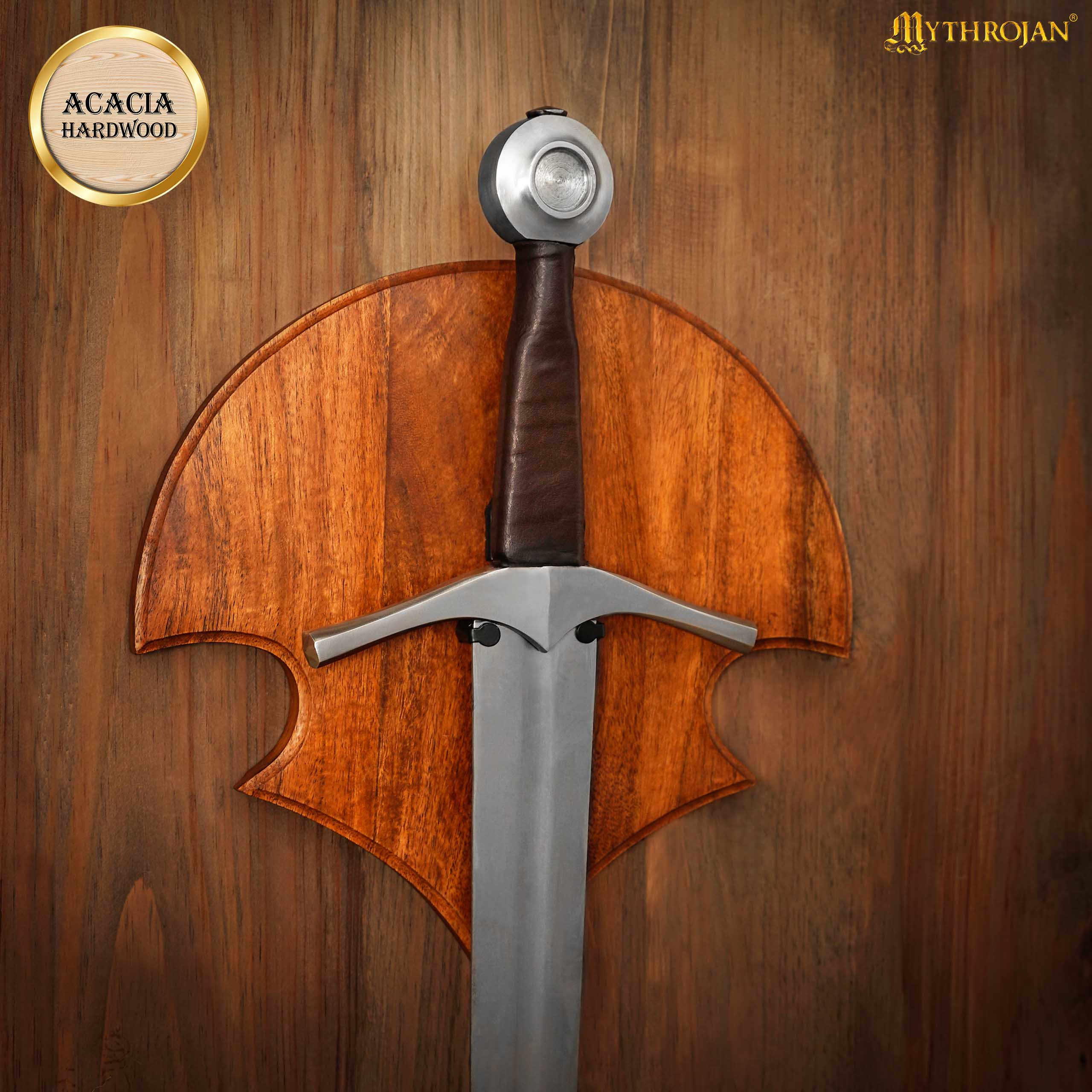 Placa de pared para espada en madera de acacia con soporte de acero - imagen 9