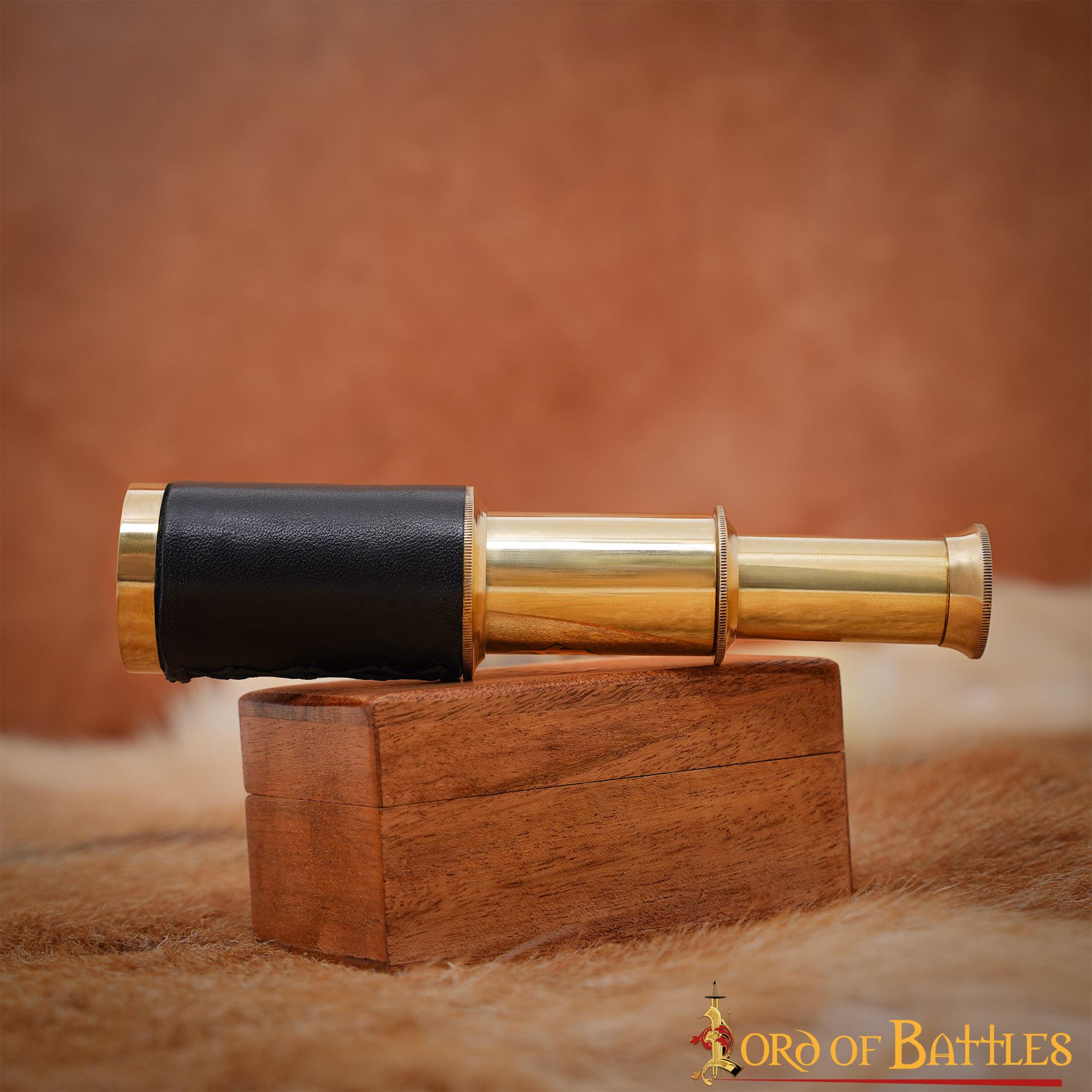Telescopio mini de latón puro con cofre pequeño de madera - imagen 5