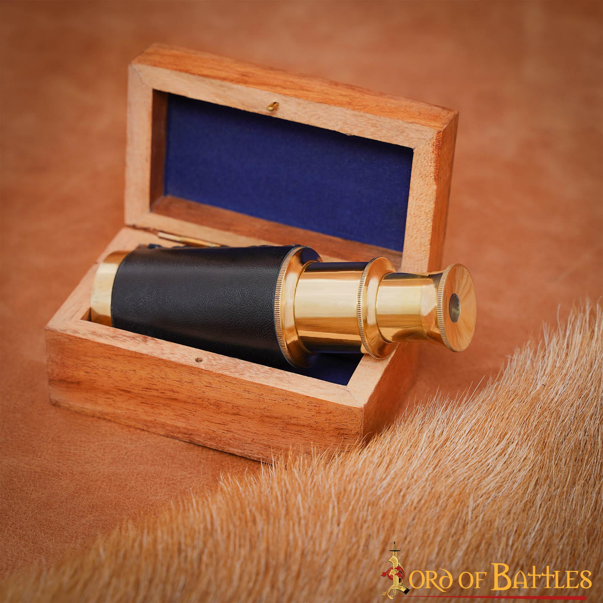 Telescopio mini de latón puro con cofre pequeño de madera - imagen 7
