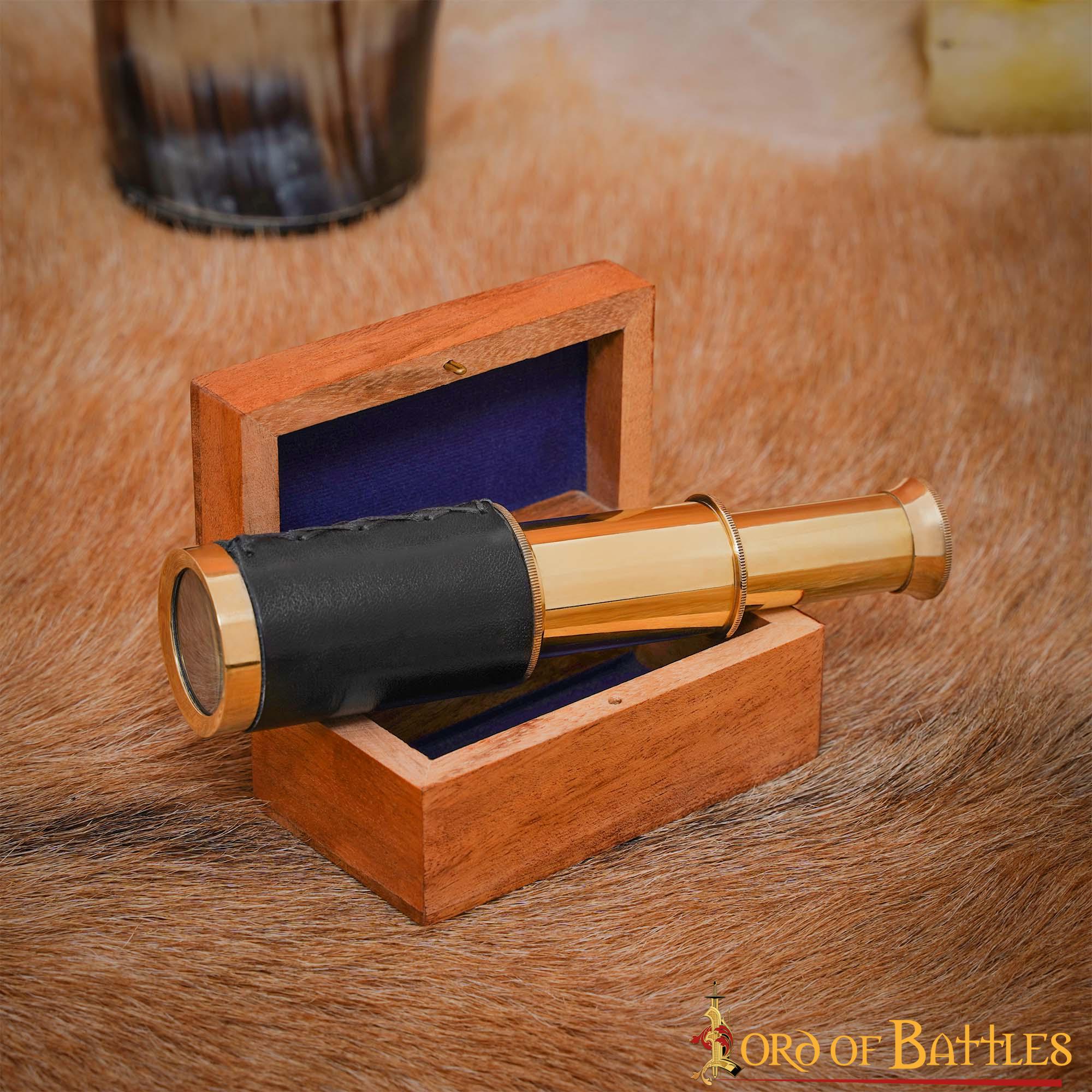 Telescopio mini de latón puro con cofre pequeño de madera - imagen 6