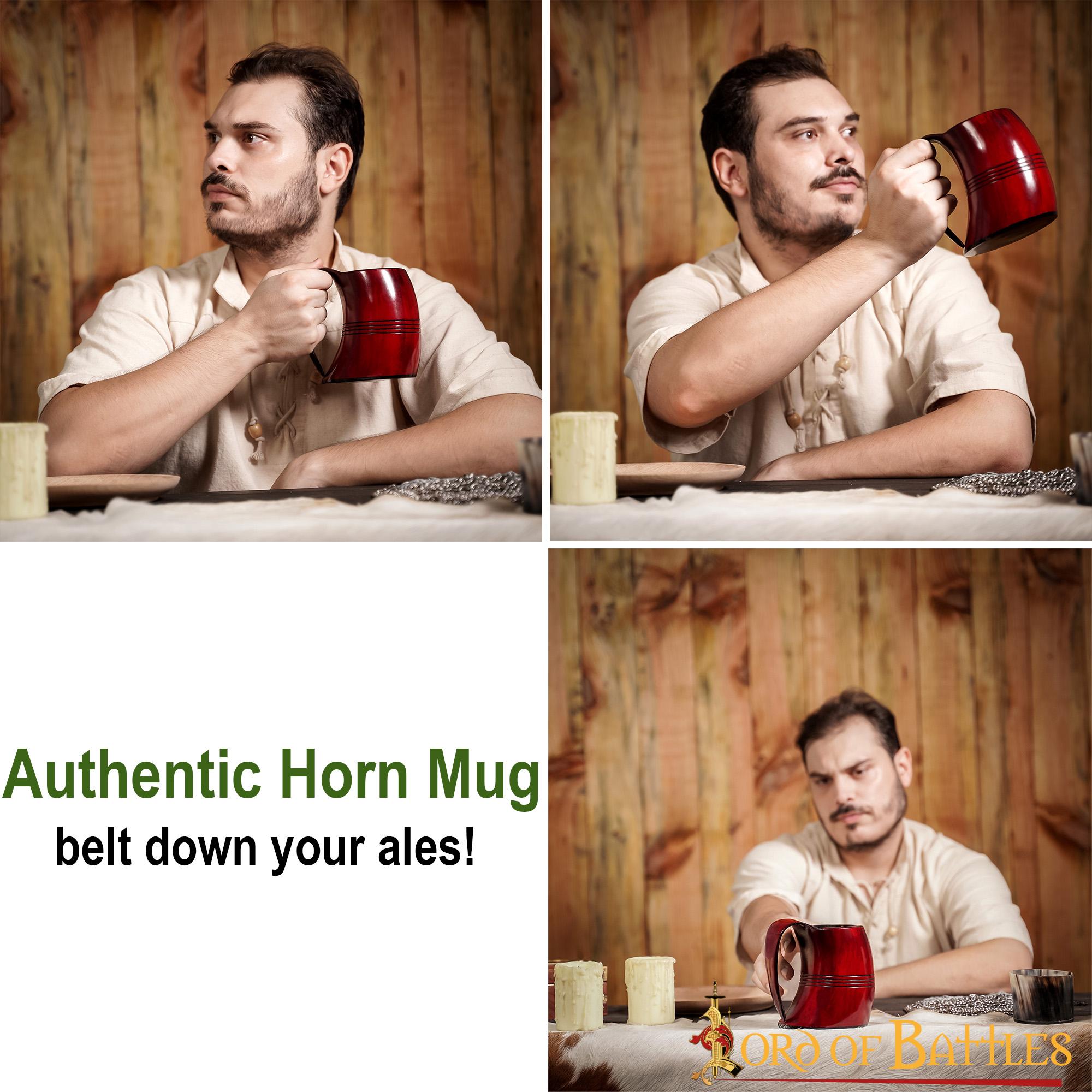 Imagen única de: Taza de Cerveza Vikinga de Cuerno de Buey Auténtica Hecha a Mano
