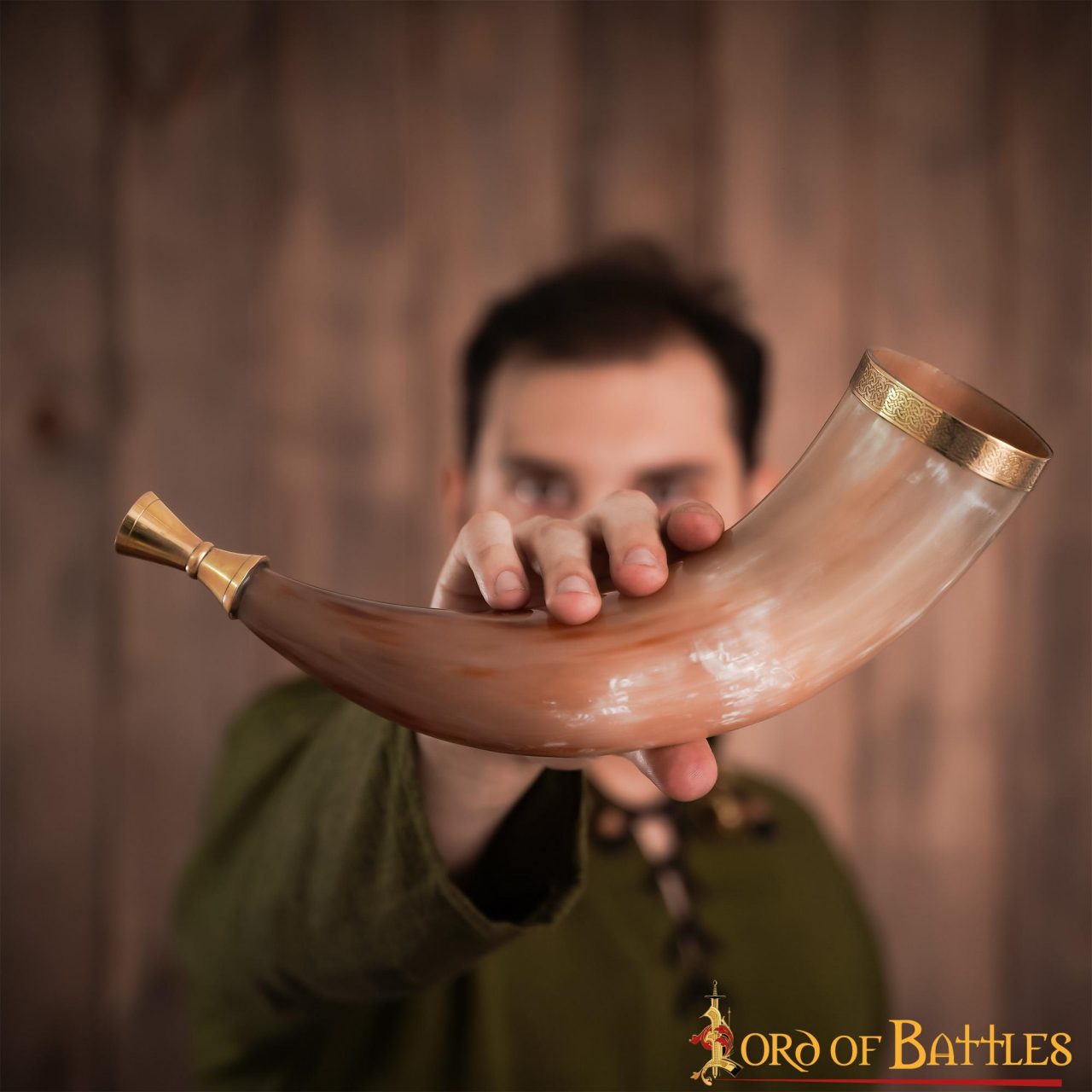 Imagen única de: Trompeta de cuerno Heimdall Gjallarhorn con engastes en latón puro