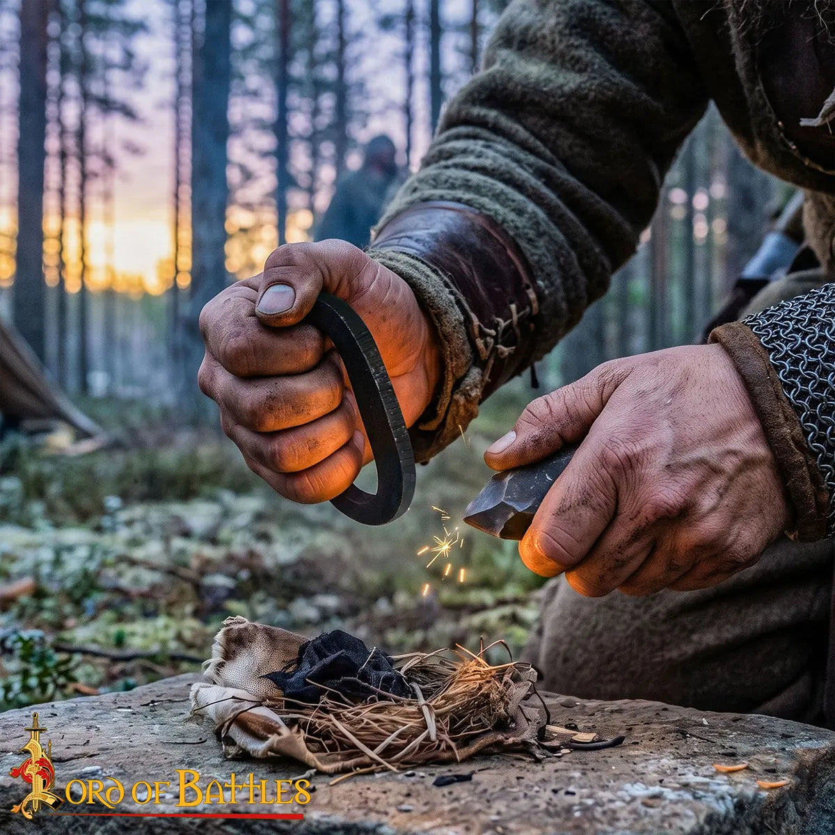 Yesquero germánico de hierro forjado a mano, funcional para campamento - imagen 4