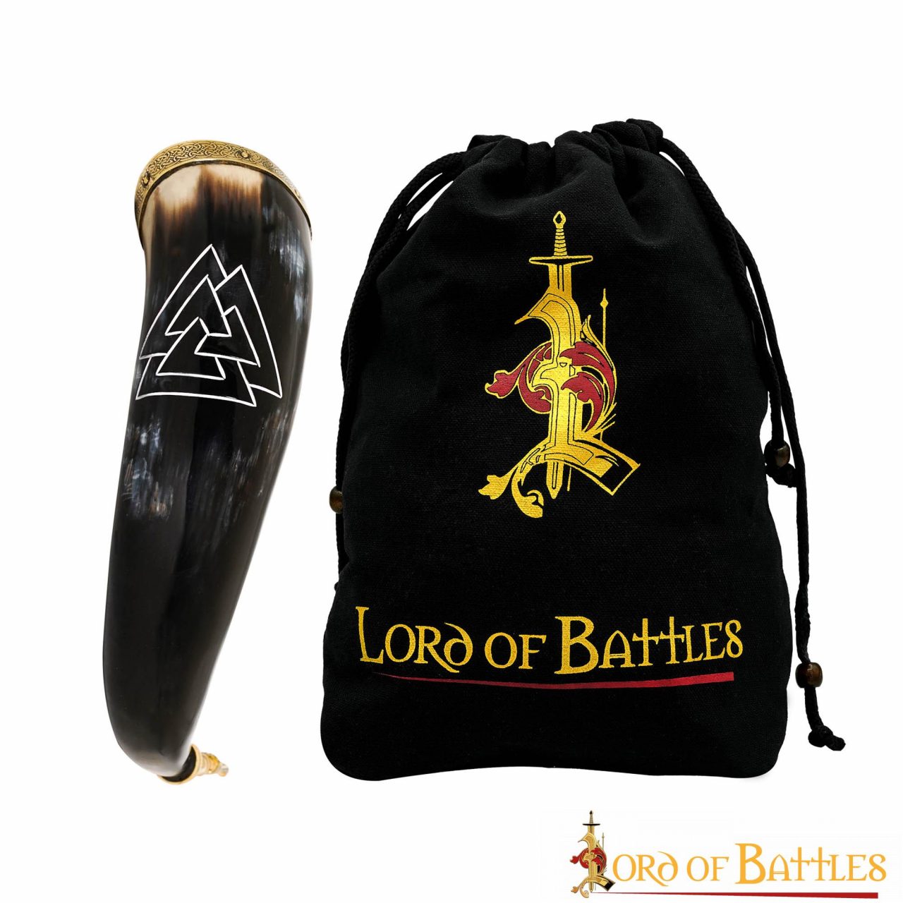 Imagen única de: Cuerno Artesanal de Buey con Grabado Valknut