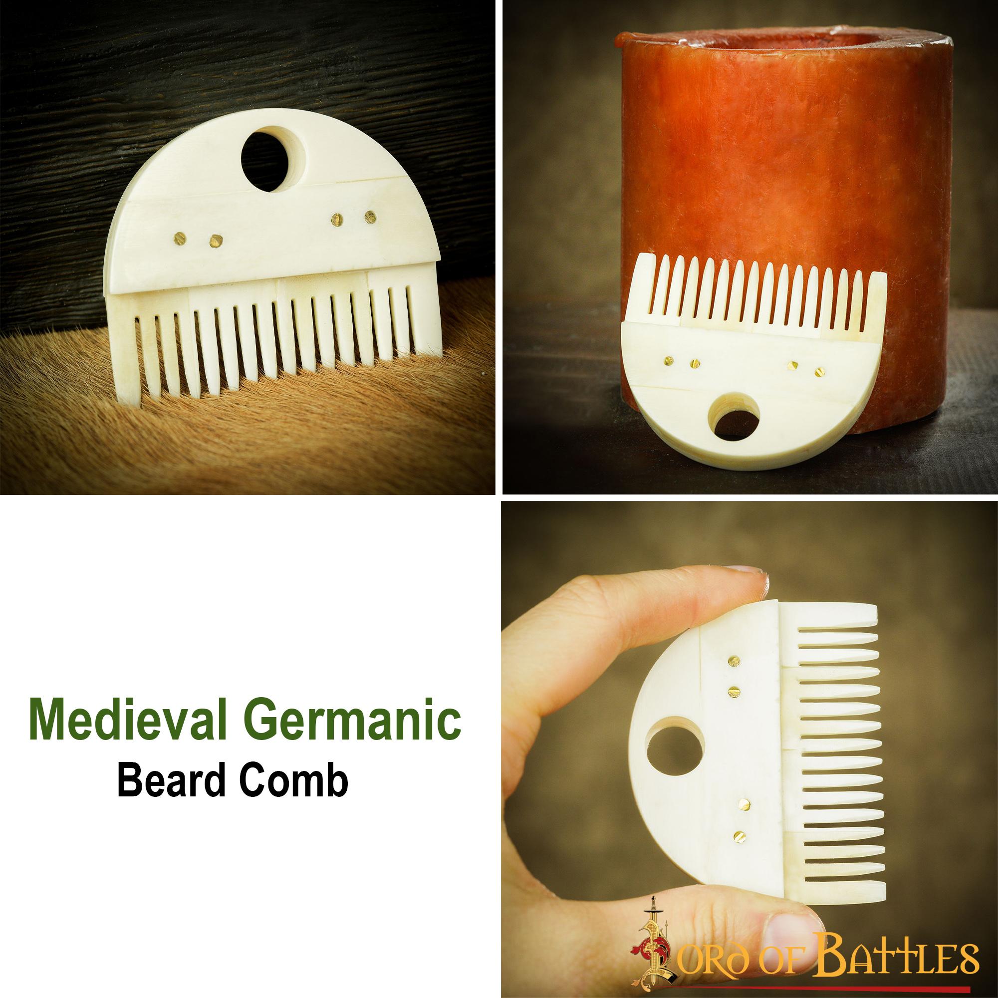 Imagen única de: Peine de barba medieval germánico en hueso - hecho a mano