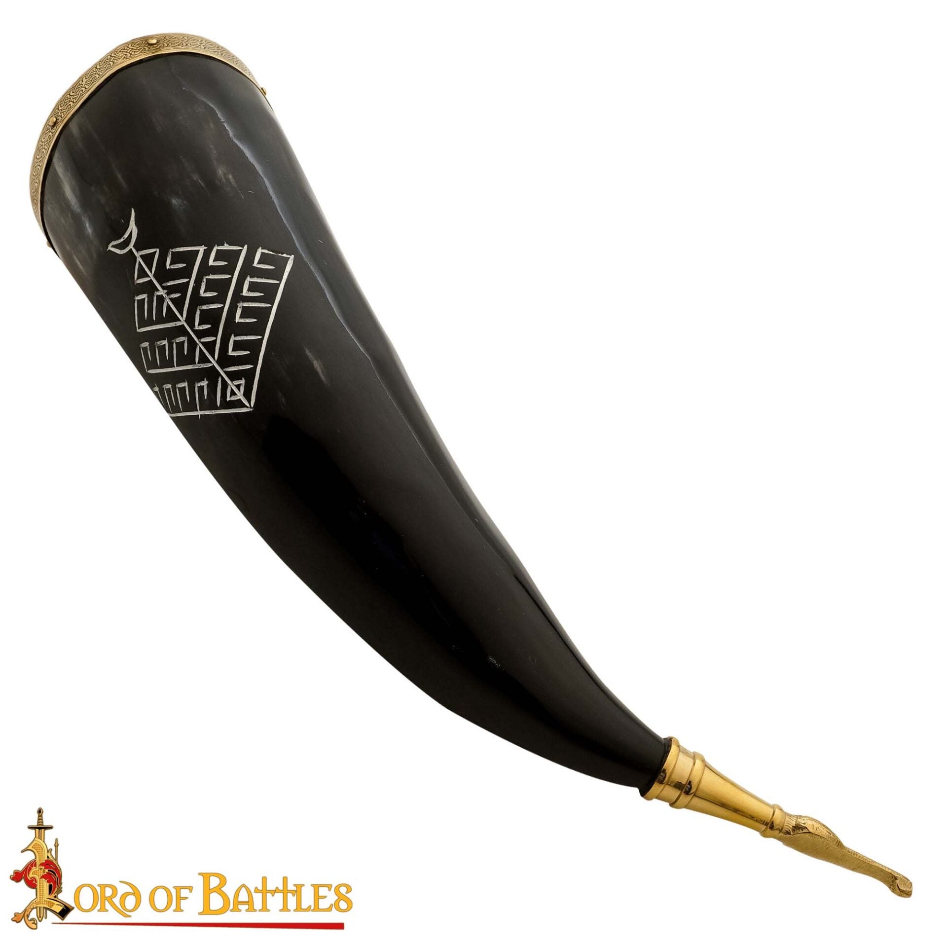 Cuerno vikingo de buey 300–400 ml con Yggdrasil grabado - imagen 2