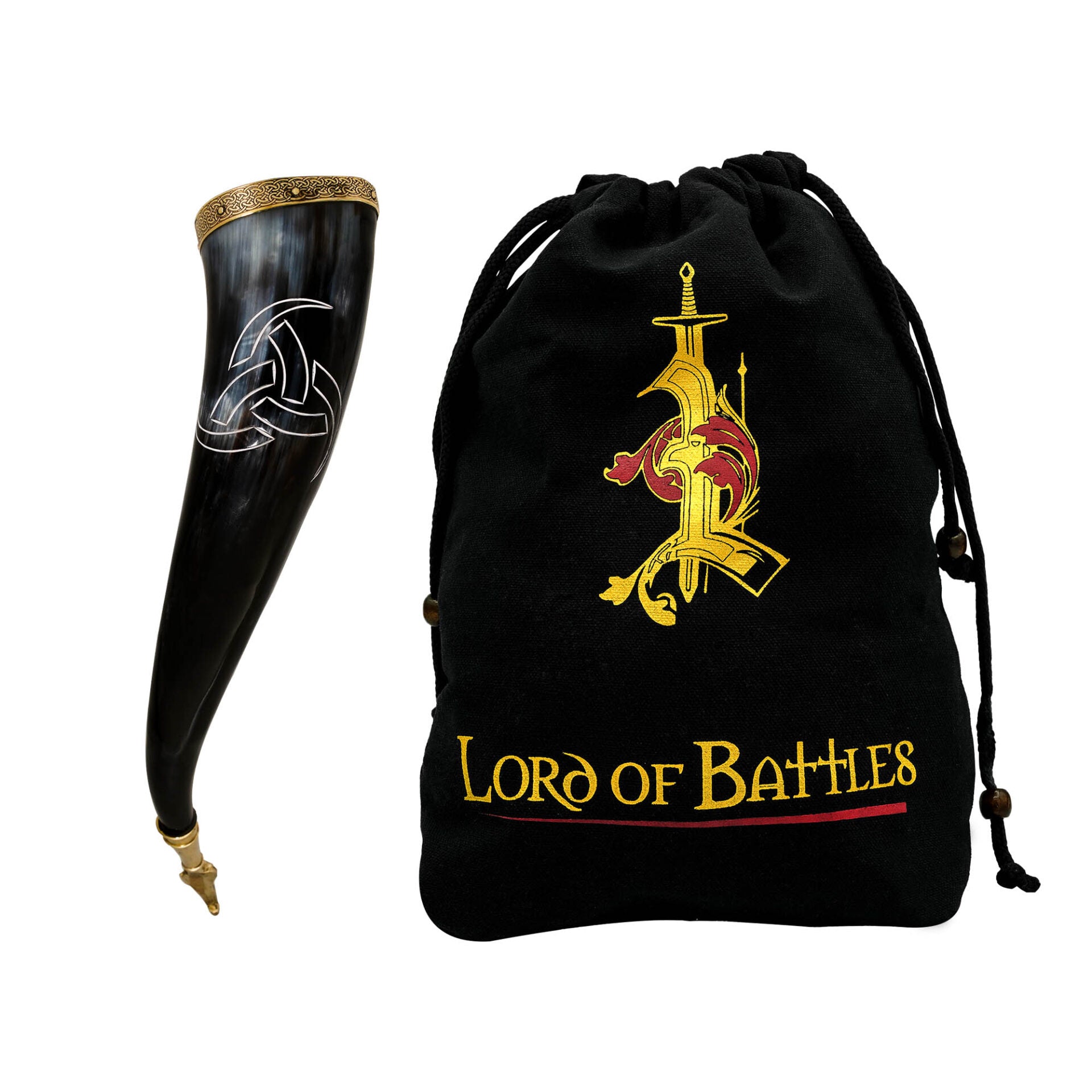 Cuerno de beber Odin 300–400 ml con herrajes de latón