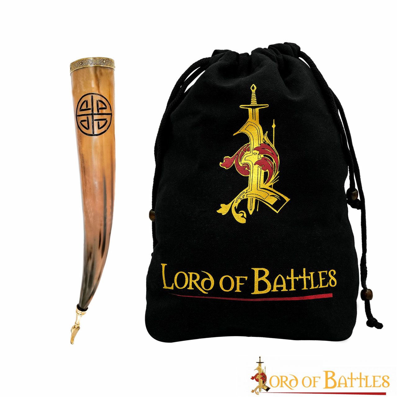 Cuerno de beber vikingo — cuerno de buey 300–400 ml, hecho a mano