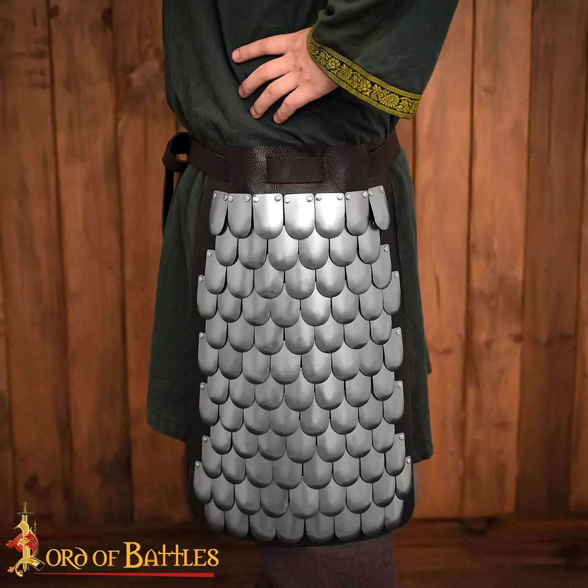 Faldón de escamas vikingo en cuero genuino y acero - imagen 13