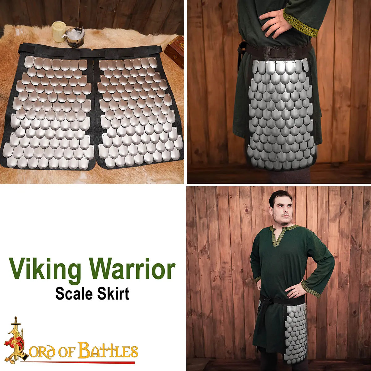 Faldón de escamas vikingo en cuero genuino y acero - imagen 17