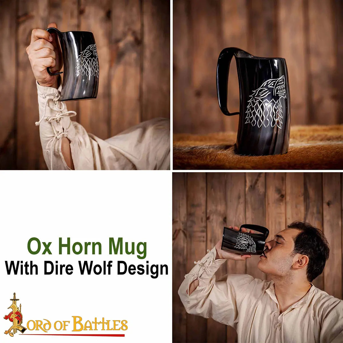 Jarra cuerno vikingo medieval - hecha a mano en cuerno de buey - imagen 10