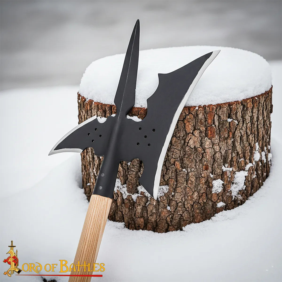 Alabarda medieval forjada a mano, hoja en acero alto carbono, 122 cm - imagen 7