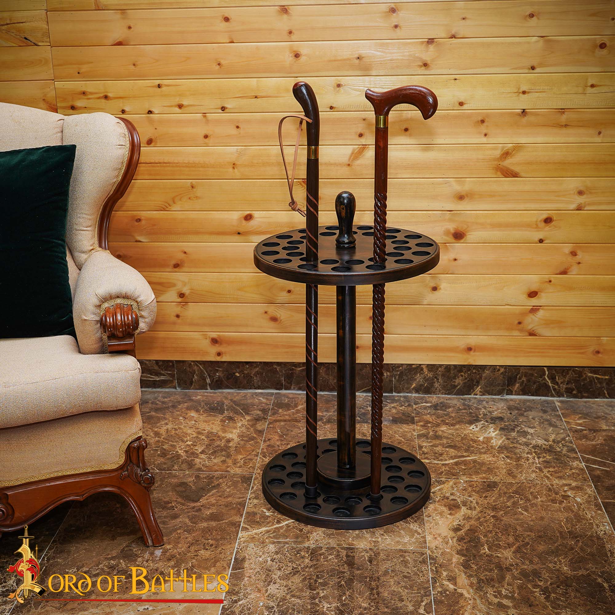 Soporte para bastón hecho a mano en madera maciza - imagen 8