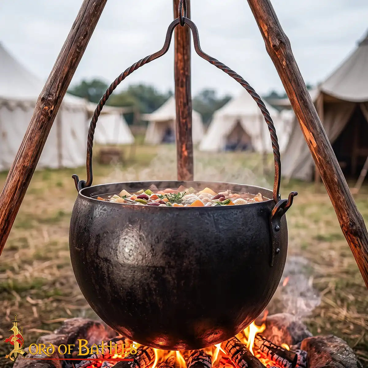 Caldero medieval de hierro forjado — 8 L para cocinar al fuego - imagen 5