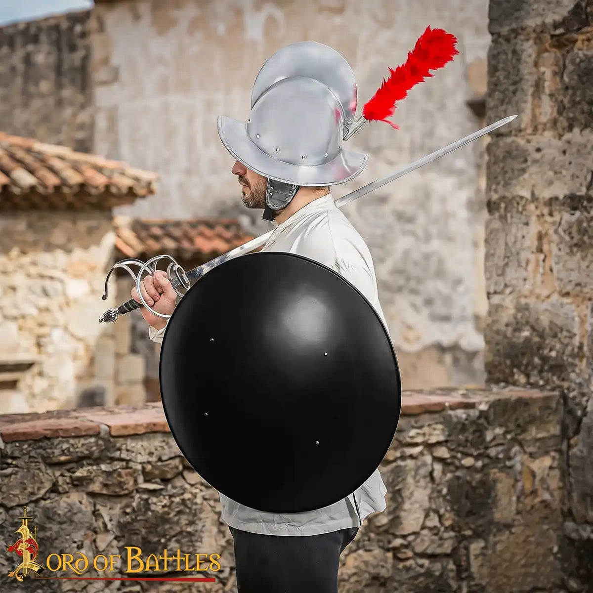 Escudo redondo de acero calibre 18 (56 cm) con correas de cuero — personalizable para LARP y recreación - imagen 7