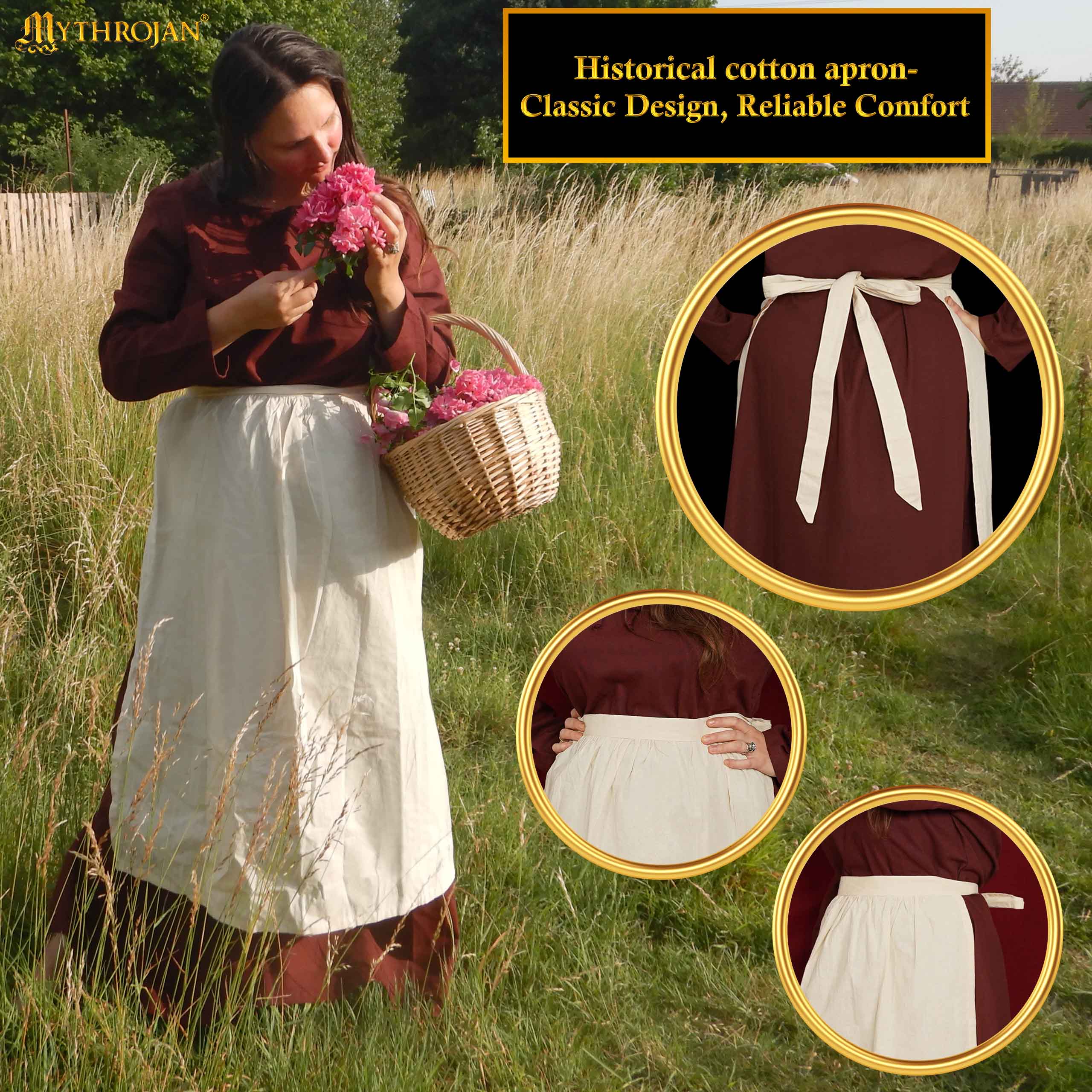 Delantal medieval 100% algodón - Accesorio histórico - imagen 11