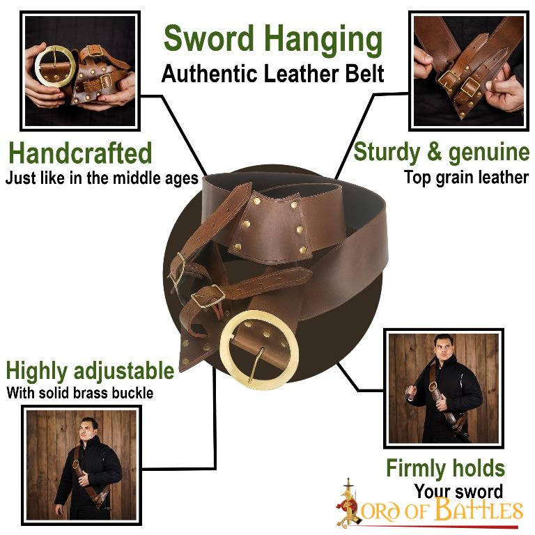 Bandolera para espada de cuero con hebilla de latón - imagen 10