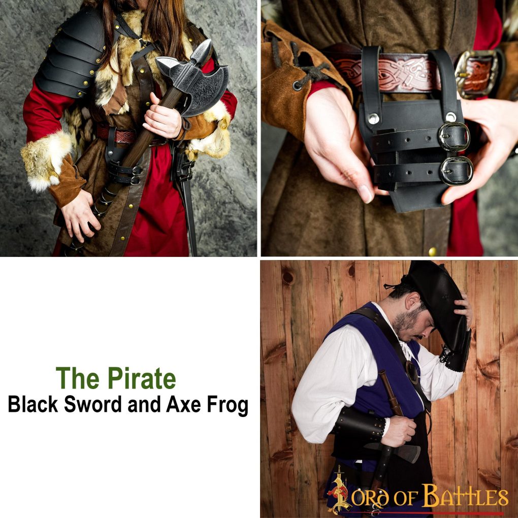 Soporte pirata de cuero para espada y hacha, hecho a mano - imagen 5