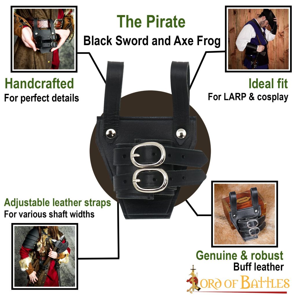Soporte pirata de cuero para espada y hacha, hecho a mano - imagen 4