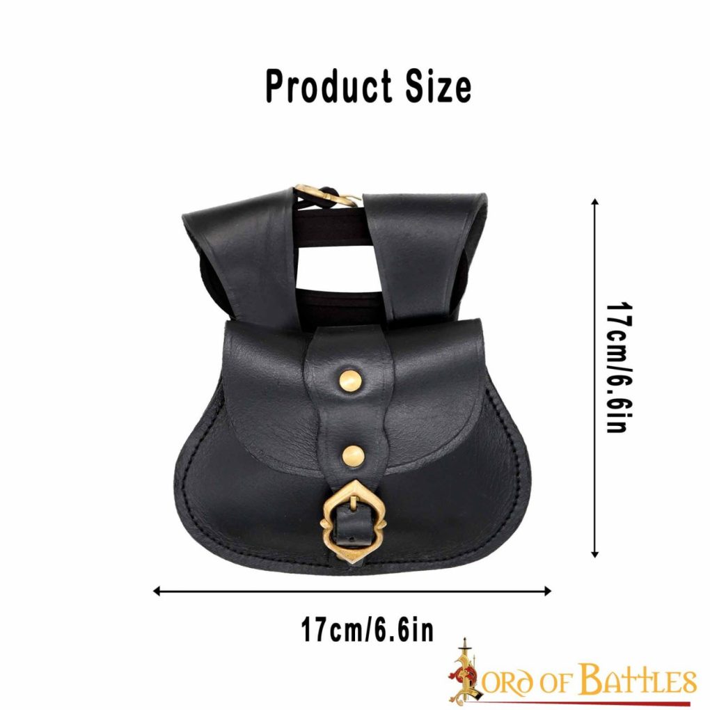 Bolsa de cinturón medieval en cuero con hebilla de latón y cinturón a juego - imagen 9