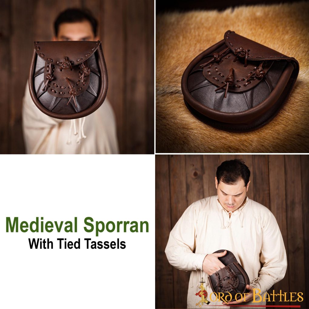 Sporran medieval con borlas atadas - Negro - imagen 11