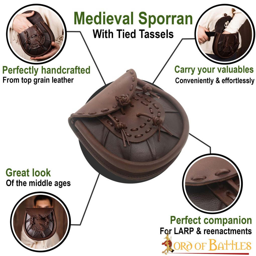 Sporran medieval con borlas atadas - Negro - imagen 10