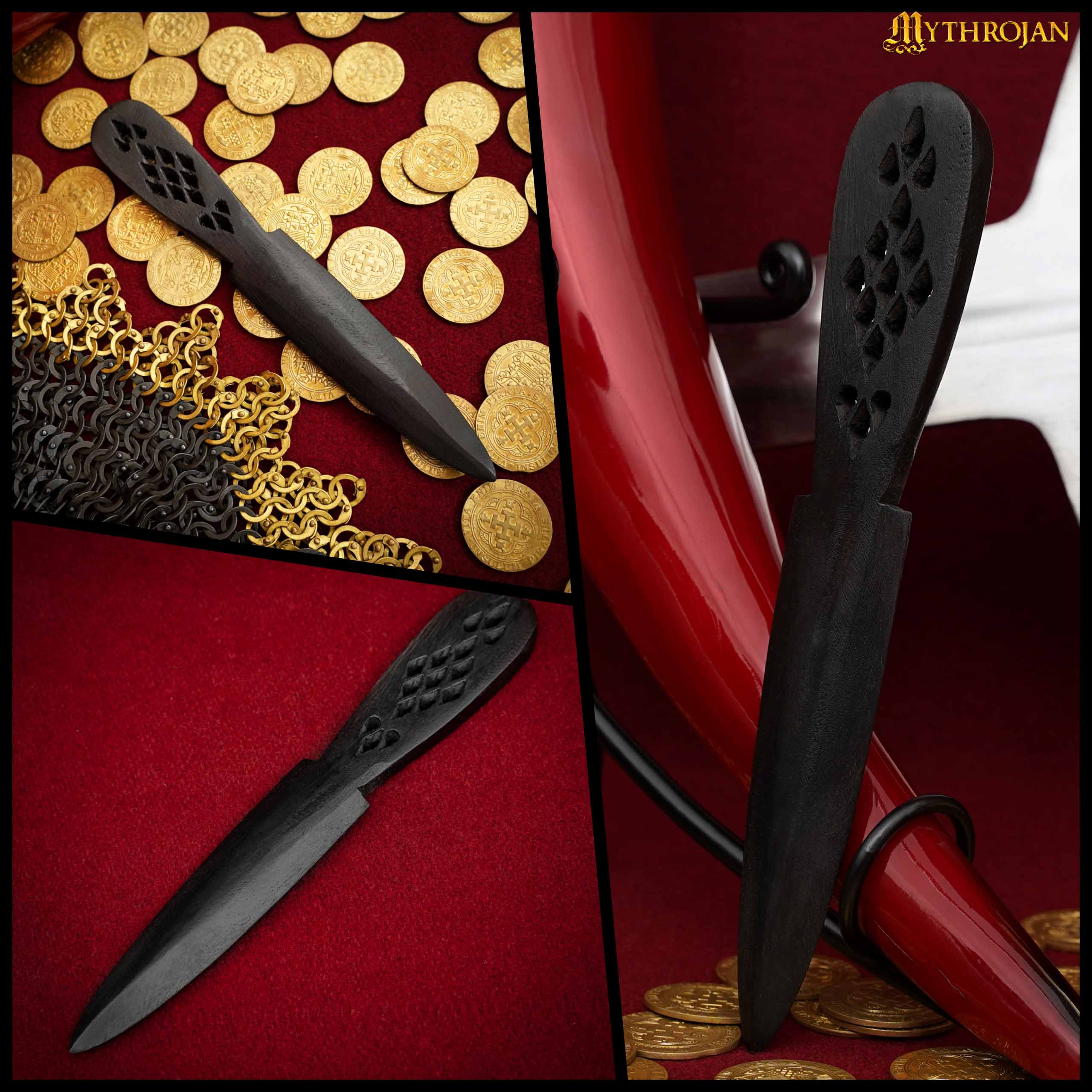 Athame ceremonial de madera maciza hecho a mano - imagen 7