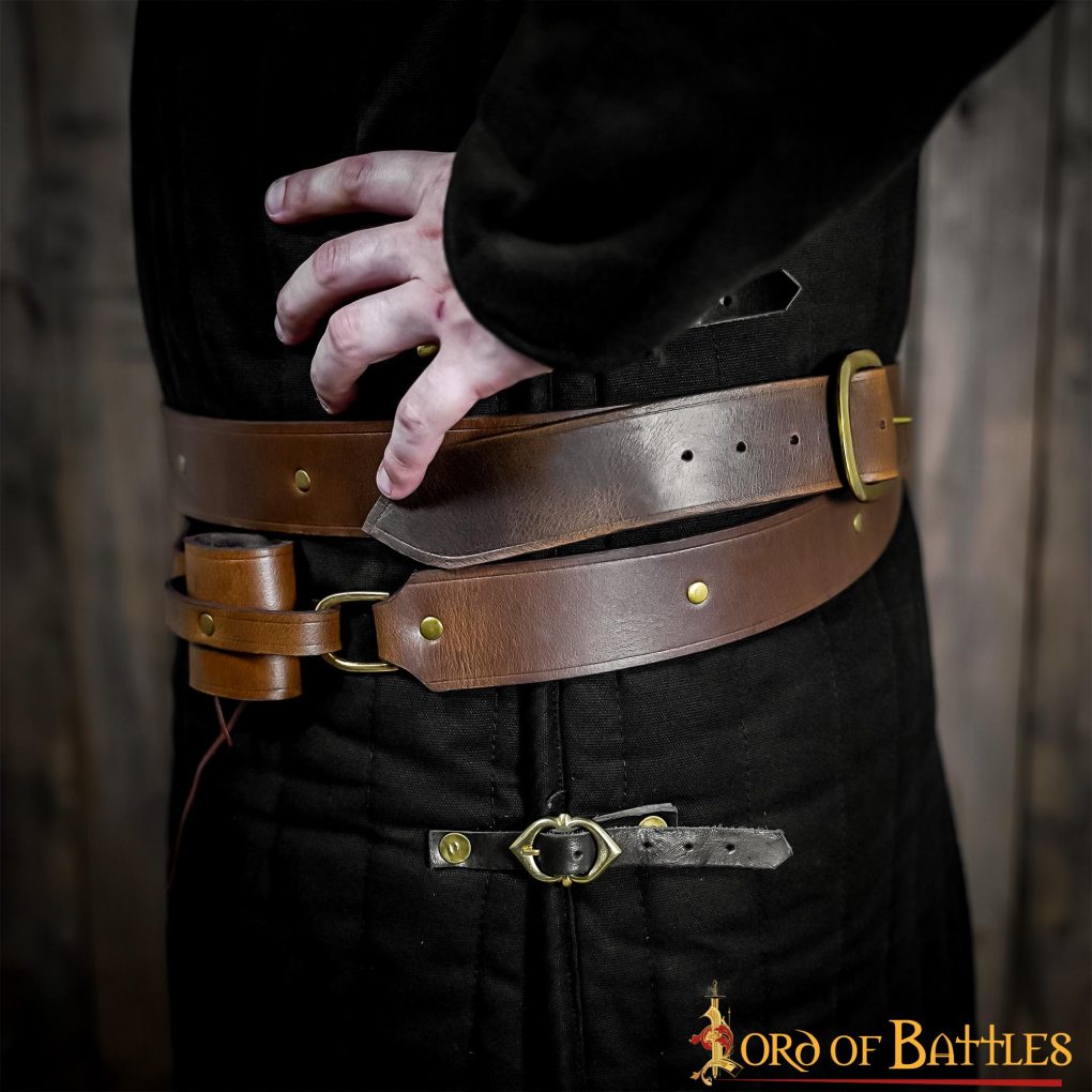Cinturón medieval de doble vuelta en cuero - portacinturón para espada - imagen 7